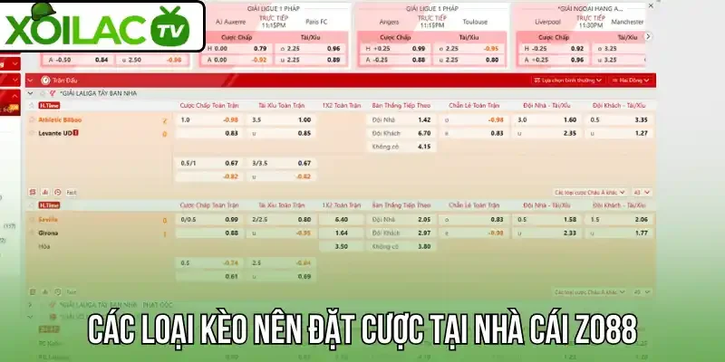 Các loại kèo nên đặt cược tại nhà cái Zo88